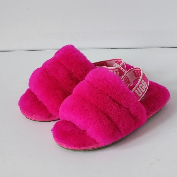 UGG Kids Toddler Girls Fluff Yeah Hot Pink Sandals Slide Size 11T - Picture 4 of 7